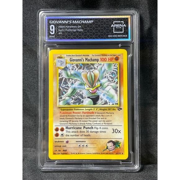 2000 Giovanni's Machamp #6 Pokémon Gym Challenge Holo ArenaClub Graded MINT 9 - Picture 1 of 4